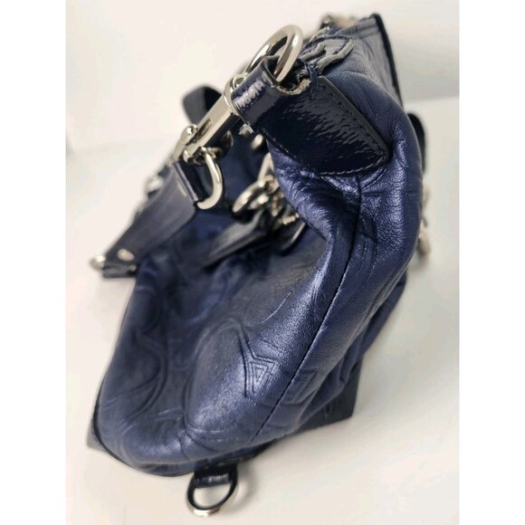 Coach Ashley Blue Patent Leather Satchel Handbag Purse F19449 - Picture 12 of 13